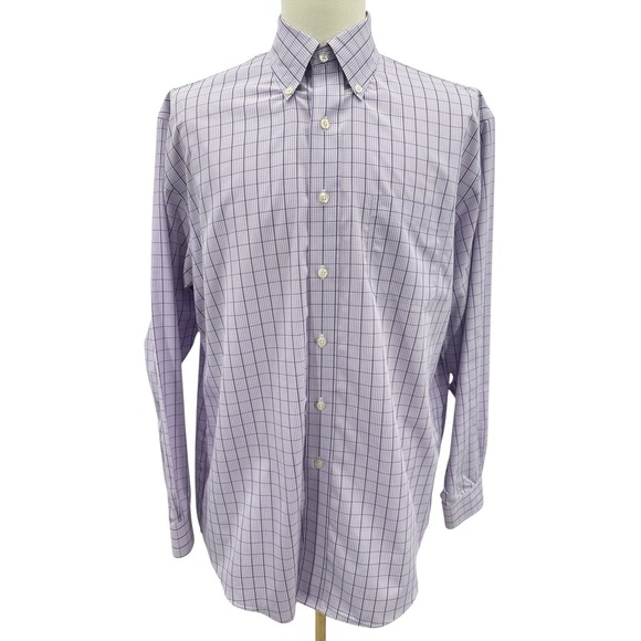 Brooks Brothers Other - Brooks Brothers Mens L Purple Supima Cotton Mini Check Button Down Shirt NWOT